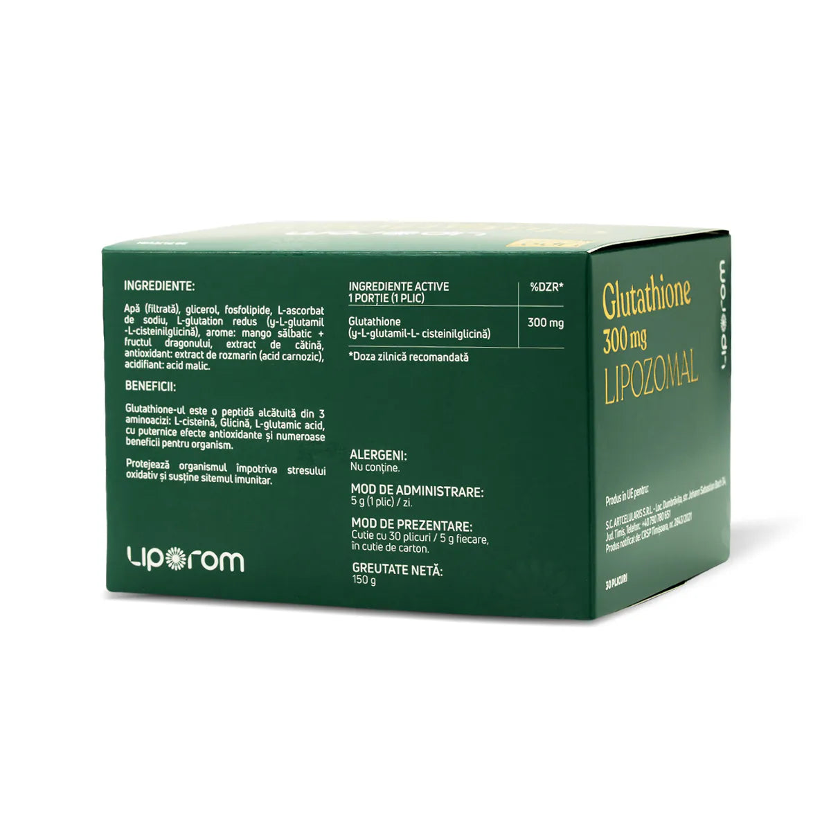 Glutathione lipozomal 300mg, 30 plicuri, Liporom
