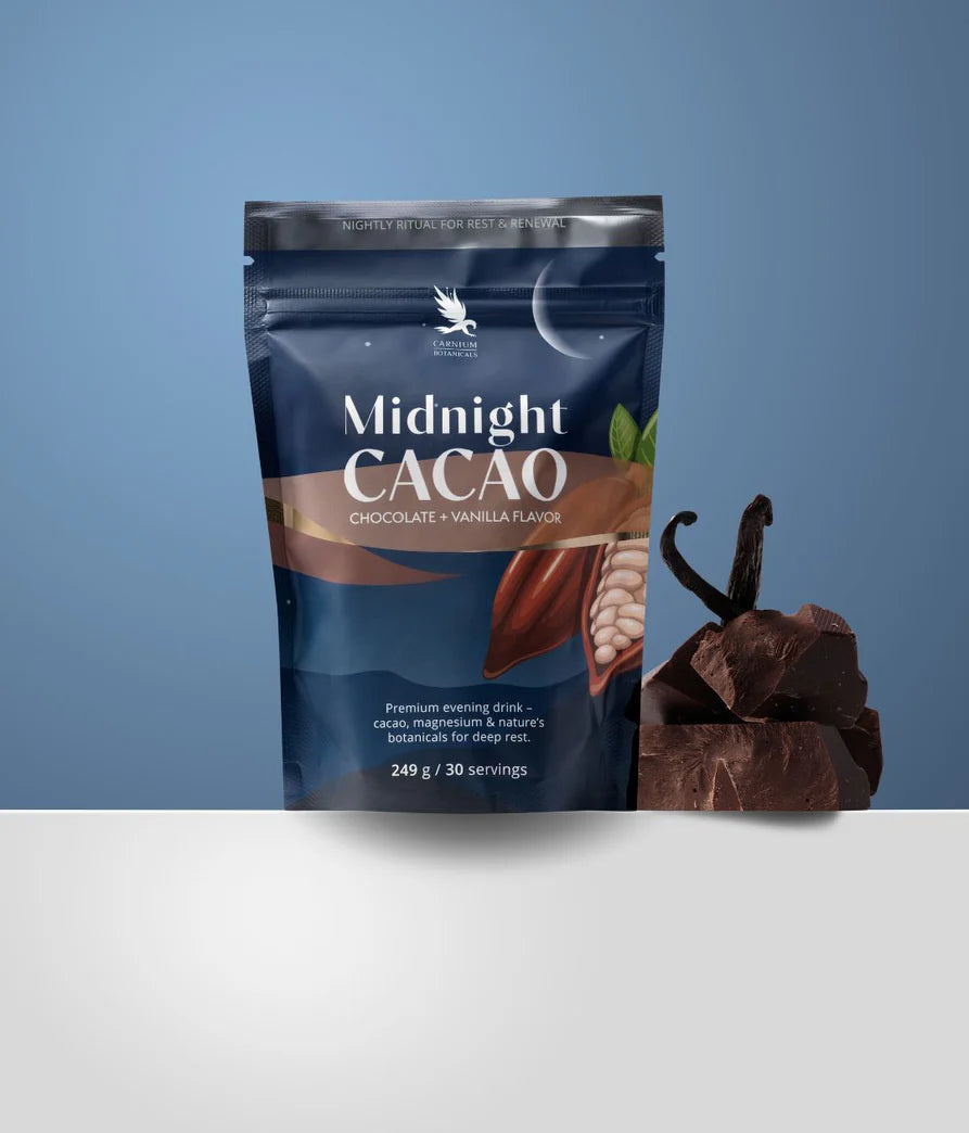 Midnight CACAO, băutură premium de seară cu gust de ciocolată și vanilie, supliment alimentar. 249 g (30 porții)
